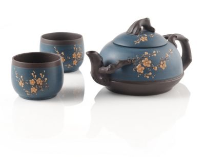 Blue Cherry Blossom Yixing Teapot